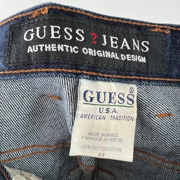VTG GUESS Jeans Vintage Dark Blue Rigid Denim Slim-Straight Leg Jeans Women's 24 - Picture 6 of 6